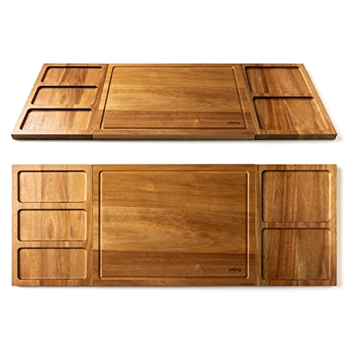 Smirly Acacia Wood Cutting Board Set - Wooden Cutting Boards For Kitchen, Chopping Board Set - Kitchen Cutting Board With Storage - Wood Cutting Boards For Kitchen, Large Meal Prep Cutting Board #TOP8