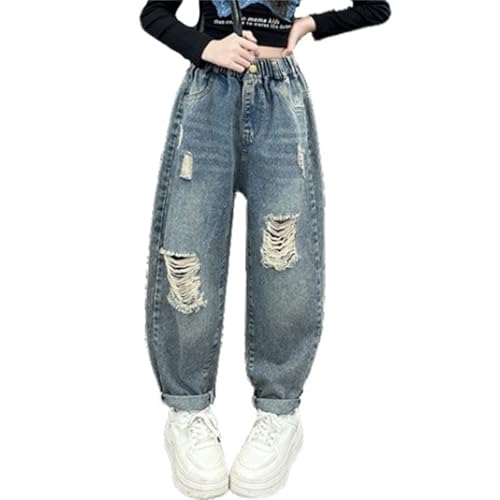 Big Girls Ripped Jeans Pants Casual Baggy Wide Leg Pants Kids Girls' Cool Loose Fit Distressed Denim Pants