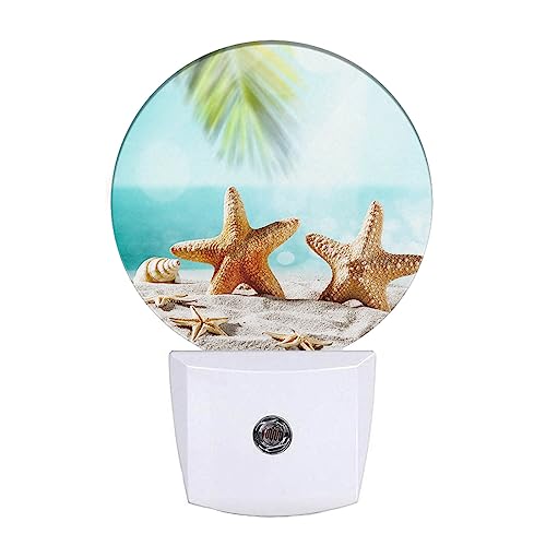 Image of EKOBLA Starfish Night Light, Summer Ocean Coastal Nautical Theme Night Lights Plug Into Wall with Dusk to Dawn Sensor for Kids and Adults Home Decor