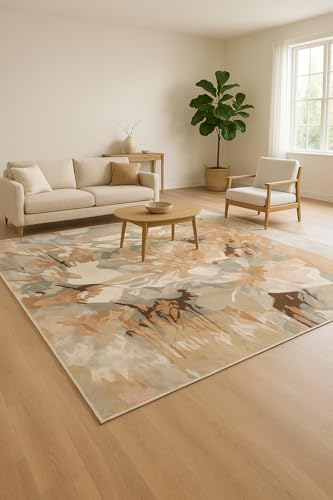 Tapete Floral Lana Mezcla 10' x 8' Beige miniatura 1