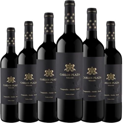 Carlos Plaza Selección, vino tinto español joven con Syrah, Tempranillo y Merlot, ideal para compartir momentos especiales con sabor equilibrado y frutal.| 6 botellas