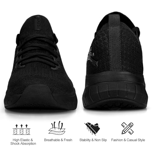 Mens Slip on Lightweight Walking Shoes Non Slip Breathable Running Shoes Comfort Tennis Workout Gym Sneakers with Shoelace3