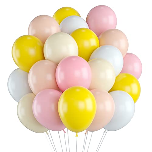 Ballon Pastel Jaune et Rose, 50 Ballons Orange Pastel et Ballons Blanc Jaune Roses Décoration Parfaite Pour Les Filles Fête d'Anniversaire Baby Shower Mariage Fête De Remise Des Diplômes Décoration Cover