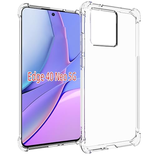 Image of for Moto Edge 40 Neo Case,Moto Edge 40 Neo Phone Case Clear Transparent Reinforced Corners TPU Shock-Absorption Flexible Cell Phone Cover for Moto Edge 40 Neo - Transparent