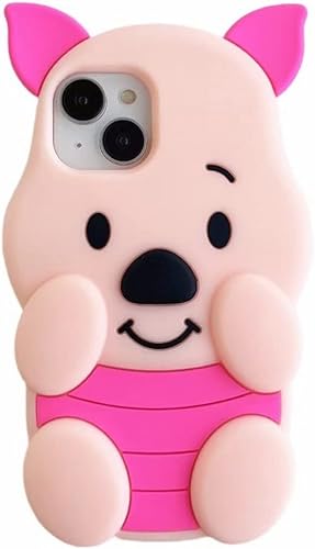 Funda de cerdo de dibujos animados, 3D lindo cerdito de goma de silicona suave, a prueba de golpes, cubierta trasera de gel protectora para niños y