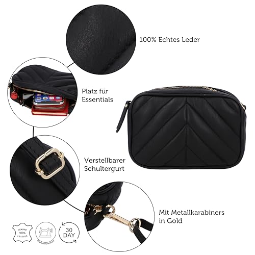 Gusti Leder Umhängetasche Damen Skylar – Kleine Lederhandtasche Damen Schwarz - Perfekt für Alltag, Festival oder als abendliches Accessoire – Bild 5
