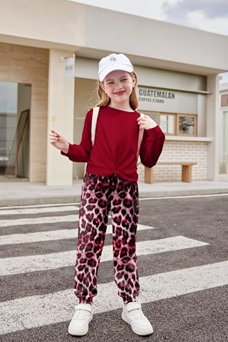 Image of Arshiner Toddler Girls Clothes 2 Piece Outfits Long Sleeve Twist Front Sweatshirt and Sweatpants Sweatsuit Sets