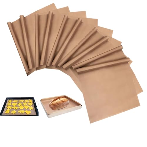 VINPAM 10 Pack Non-Stick Teflon Oven Liners – Reusable Baking Mats for Fan Assisted Ovens & BBQ, Heat Resistant 270°C (30x50cm), Protects Trays from Dough, Meat & Macarons