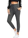 DIDK Damen Jogginghosen Elastisch Bund Sweathose Sporthose Hosen Trainingshose mit Tunnelzug und Taschen Grau S