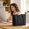 RAINSMORE Tote Bags for Women PU Leather Handbags for Women with Zip Women's 14 Inch Laptop Tote Bag Large Capacity Ladies Shoulder Hand Bag for Work School Shopping Daily Use Black #2