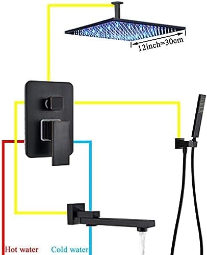 Ensemble douche pluie plafond bronze noir anti-calcaire pour rénovation salle de bain - 3