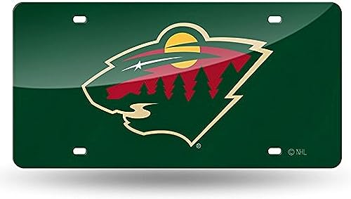 Rico Minnesota Wild Hockey - Mirrored Look - Green Laser Cut License Plate