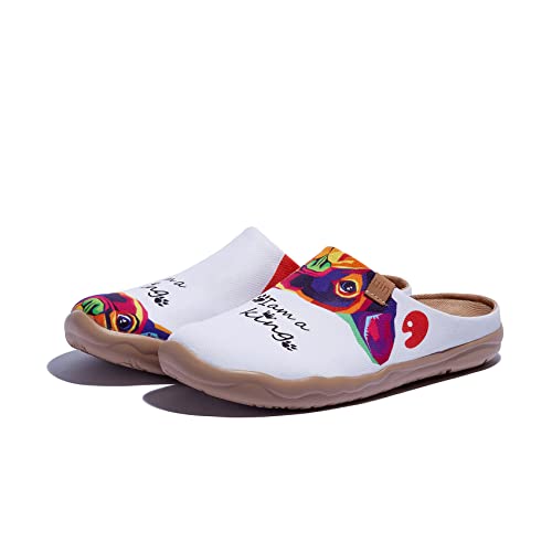 Image of UIN Slipper Woman Travel Art Painted Shoes Wide Toe Casual Home Slip On Mules Malaga