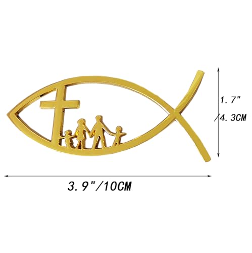 Emblema de cruz para coche y moto, insignia metálica de pez cristiano 2