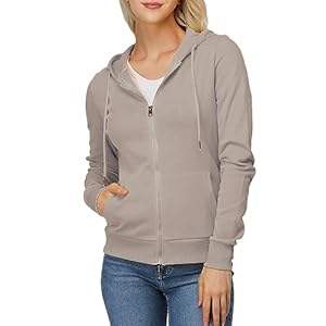 OSABASA Women’s Slim Fit Zip Up Hoodie Lightweight Long Sleeve Kangaroo Pocket Basic Casual wear
