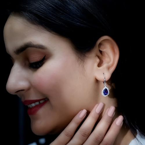 September Birthstone Earrings, Certified Lab Grown Blue Sapphire Hoop Earrings in Silver, AAAA Quality, Blue Sapphire Bridal Earrings - Ready To Gift3