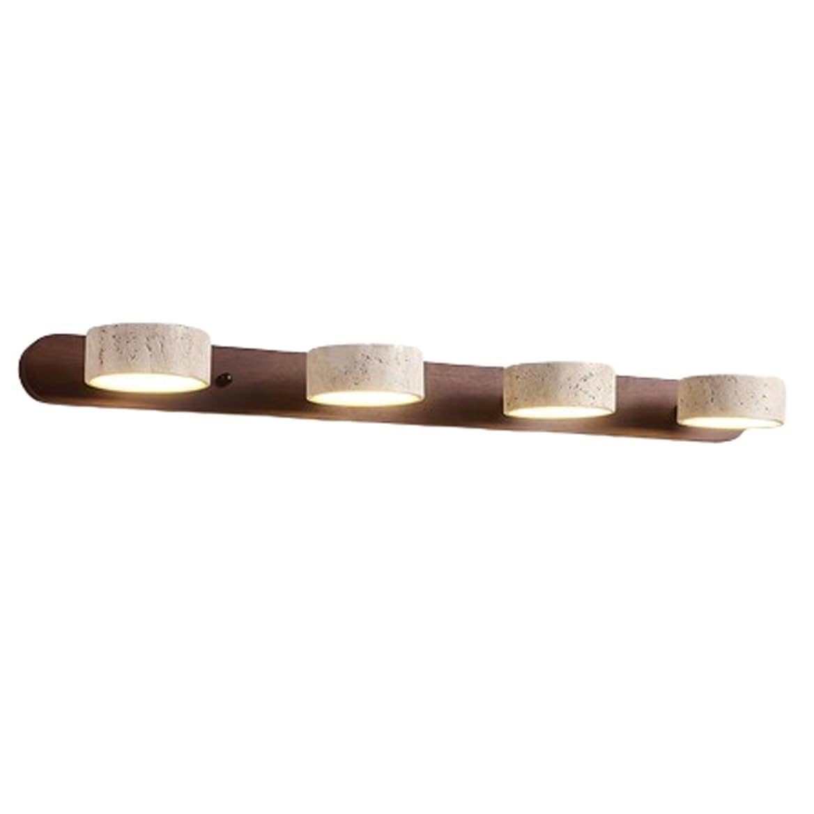 ITOSUI Natural Stone Vanity Light Fixture Farmhouse Wood Linear Wall Sconce Yellow Travertine 2/3/4-Light Bathroom Light Fixtures Over Mirror 180° Rotatable LED Picture Light(4Light)