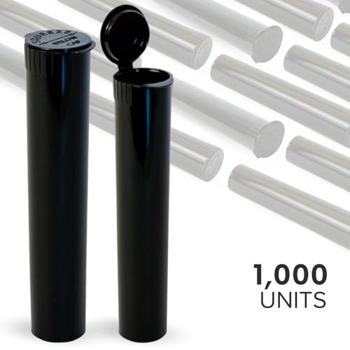 Packlahoma Black Pre Roll Tubes 98mm - Child-Resistant Plastic Tubes with Caps - Pop Top Preroll Tubes for Secure Storage - Bulk Pack of 1000 - Image 6