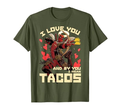 Marvel Deadpool Cupid Love for Tacos Graphic T-Shirt T-Shirt