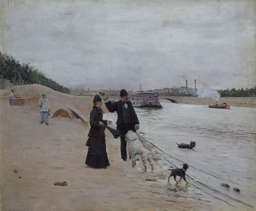 Peinture sur toile Les Bords de Seine par Jean Beraud toile tendue haute qualité
