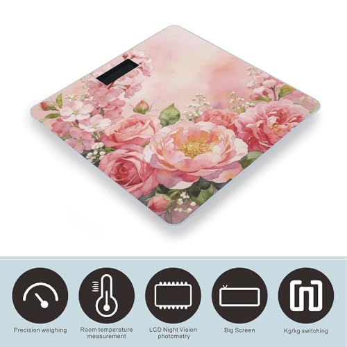 Báscula Digital Corporal Floral Rosa, Precisa, Hasta 180 kg miniatura 3