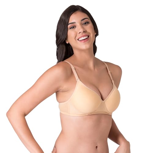 Image of Komli - Heavily Padded Push-Up Bra - Cotton Rich - Balconette - 3 /4th Coverage, Seamless, Wireless, Multiway Straps - T-Shirt Bra