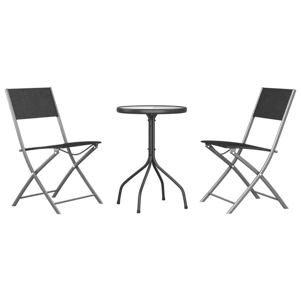 Table de jardin et chaises pour terrasse ensemble salon de jardin 3 pièces en acier noir