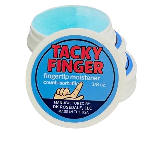Tacky Finger Fingertip Moistener (Pack of 3) – Odor-Free, Non-Toxic Gel for Counting, Sorting & Filing – Non-Skid Grip Pad Base, Easy-Open Lid