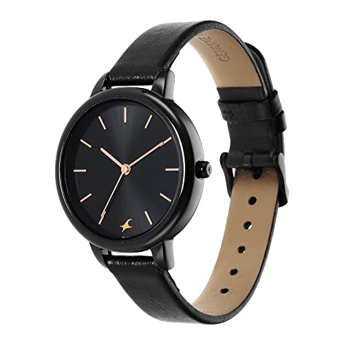Image of Fastrack Stainless Steel Glitch Analog Black Dial Women's Watch-6234Nl01, Band Color:Black
