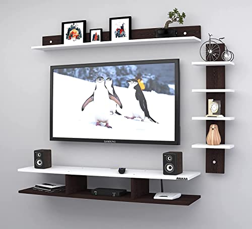 Image of Anikaa Sunray Engineered Wood Wall Mount TV Unit /TV Stand /Wall Set Top Box Stand /TV Cabinet /TV Entertainment Unit (Wenge /White)(Ideal for Upto 50 inch)(D.I.Y)