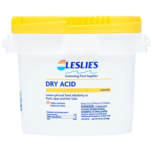 Leslie's Dry Acid pH Down for Swimming Pools, Spas, and Hot Tubs - Reduces pH and Total Alkalinity Levels - Safe On All Surfaces - 10 Pounds