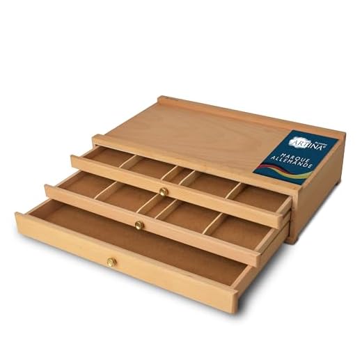 Artina - Boite de Rangement Troyes en Bois pour Materiel de Peinture - 3 tiroirs