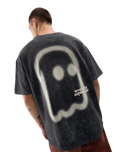Image of The Souled Store Mr. Soul Men and Boys Short Sleeve Round Neck Purple Graphic Printed Cotton Oversized T-Shirts