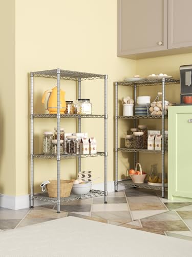 Singaye 4 Shelves Adjustable Storage Shelf Wire Shelving Storage Rack 800Lbs Loading Capacity Standing Shelf Units,23.2 Inch W X 13.4 Inch D X 47.2 Inch H For Kitchen Office Pantry Room,Silver thumb #4