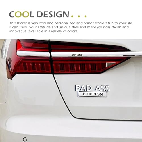 Image of Car Bad Ass Edition Emblem, 3D Car Badge Decal, Auto Fender Bumper Hood Trunk Door Decal, Auto Exterior Essentials Accessories, for Vehicle Motorcycle SUV Truck (Sliver-Black)
