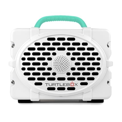 Image of Turtlebox Original Gen 3: Portable Outdoor Bluetooth Speaker - Ultra-Loud (120dB), Waterproof (IP67), Rugged, Impact-Resistant, 3-Day Battery | Party Mode: Unlimited Pairing Stereo, White /Seafoam