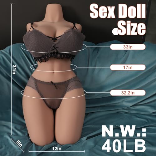 Image of 40LB Full Size Sex Doll Life Size Torso Male Masturbator with Big Boobs Pussy Ass Realistic Torso Sex Doll for Men Adult Sex Toy Masturbator Silicone Male Sex Toy for Men