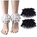 AZIDWERYQ 2 Pairs Ruffle Cuffs for Women Fashion Stretch Short Lace Leg Warmers Socks Topper Cuff Lolita Accessories, White + Black White Leg Warmers