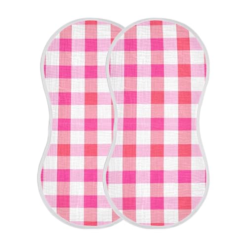 2 Pack Baby Burp Cloths, Soft Absorbent Burping Cloths for Babies, Cotton Milk Spit Up Rags, Large Size for Newborns, Baby Boys and Girls (Red Gingham Check)