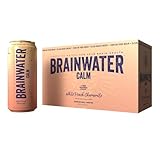 BrainJuice BrainWater Calm, Water for Clean Energy, Focus & Relaxation Support, Gluten Free, Zero Sugar Drinks with Ashwagandha, Alpha GPC, Vitamin C & B, Organic Green Tea, Peach Chamomile, 8 Pack