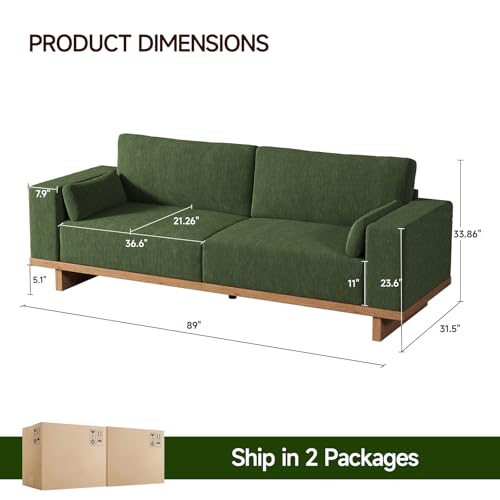 Image of ONBRILL 89 inch Loveseat Sofa for Living Room, Comfy Chenille Fabric Couch