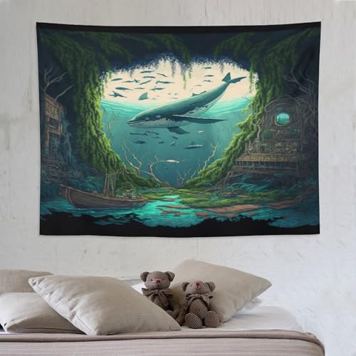 Tapisserie murale motif baleine PAZZK pour une ambiance zen