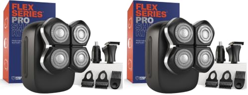 Image of Freebird Electric Head & Body Hair Shaver - Mens Cordless Waterproof Razor with Rotary Blades (FlexSeries Pro, Shaver Kit) (Pack of 2)