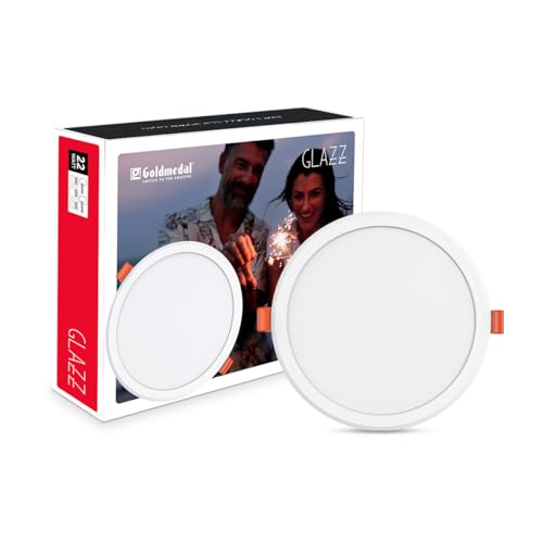 Image of Goldmedal Glazz 22W Round Ceiling Light | Recessed LED Downlight for False Ceiling |Cut Out :8.03 Inch |for Home,Hall,Room,Kitchen,Office,Shop |Neutral White (4000K)
