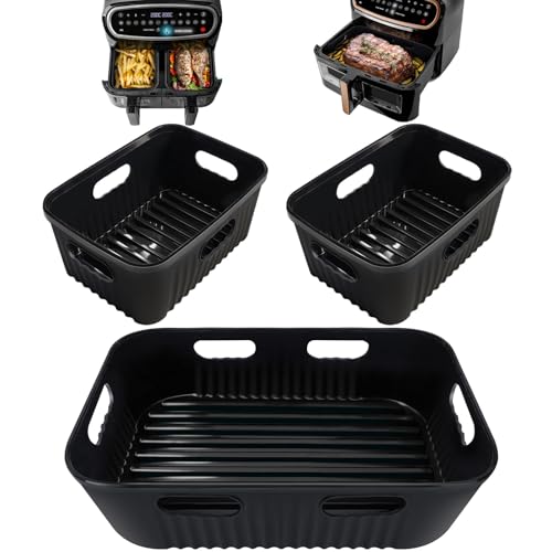 Goodpejine 3PCS Air Fryer Accessories Set, Silicone Air Fryer Liner Compatible for Duronic AF34 10L, Instant 8.5L, Reusable Airfryer Accessories Compatible for Duronic Dual Air Fryer(1*10 l+2*5 l)