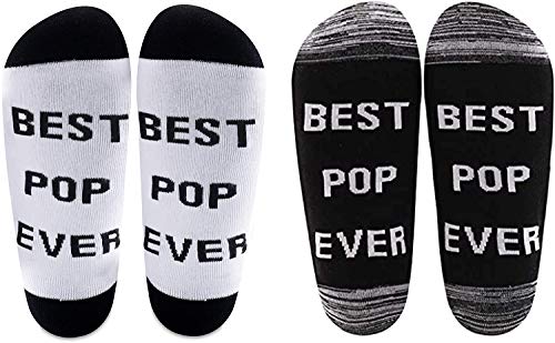 LEVLO 2 Pairs Father's Day Gift Best Pop Ever Socks for New Dad Uncle Grandpa Men Birthday Gift