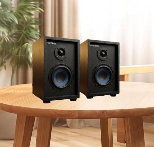 Image of P3.5 Passive Bookshelf Speakers, 2-Way Audio System, Blue Woofer Cone, Black and Grey, Pair