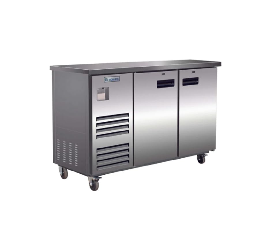 EMPURA 59" Back Bar Cooler Cabinet with Two-Swing Solid Doors | Commercial Refrigerator Fridge for Beverage Beer Soda | 16.6 Cu. Ft. | 58.75"W x 27.7"D x 42.5"H, Stainless Steel Exterior Finish, 115V