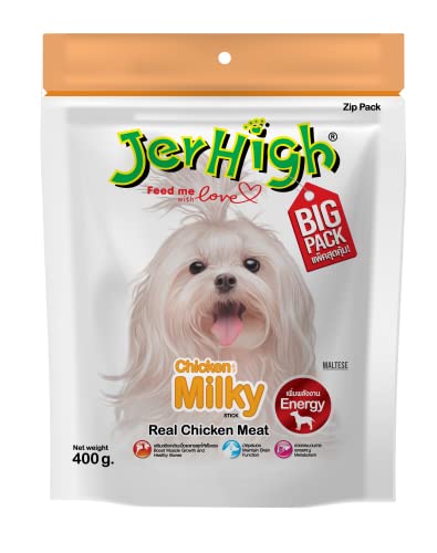 Jerhigh Dog Treats, Human Grade High Protein Chicken, Fully Digestible Healthy Snack & Training Treat, Free from by-Products & Gluten, Milky 400gm (5 x 400gm) Sold by DogsNCats (B08R8Z1GKF) Amazon Price History, Amazon Price Tracker