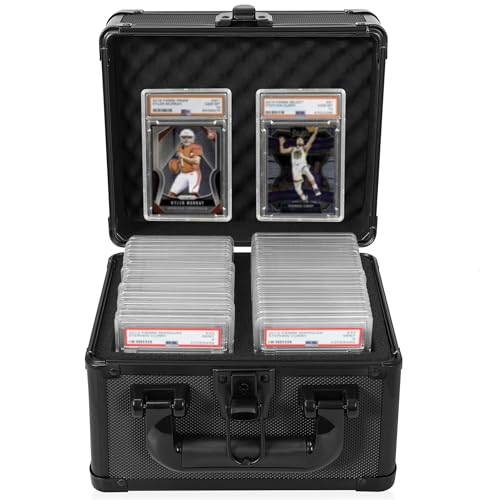 OUUTMEE Graded Card Case - Aluminum Alloy Graded Card Storage Box Compatible with 40 Card Slabs Sports Trading Card Case Fits PSA CSG BGS